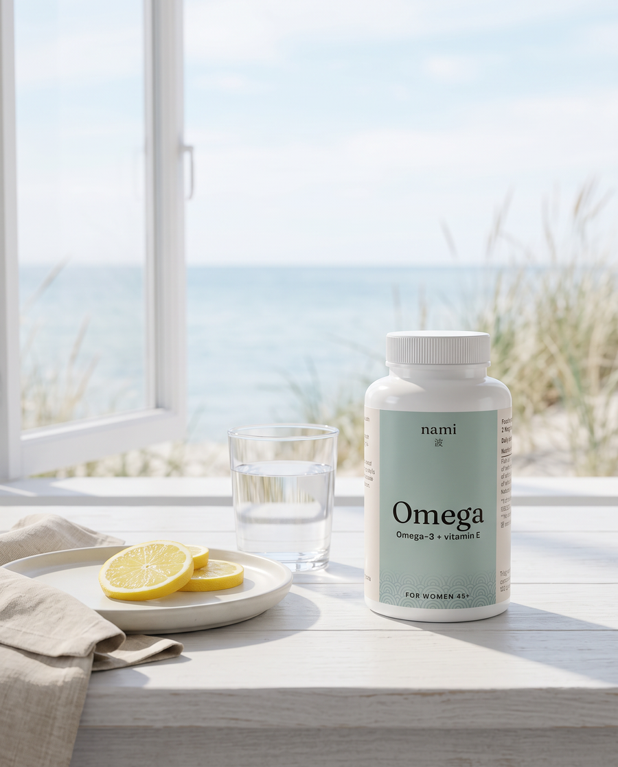 Nami Omega jar in a light coastal home at lunchtime